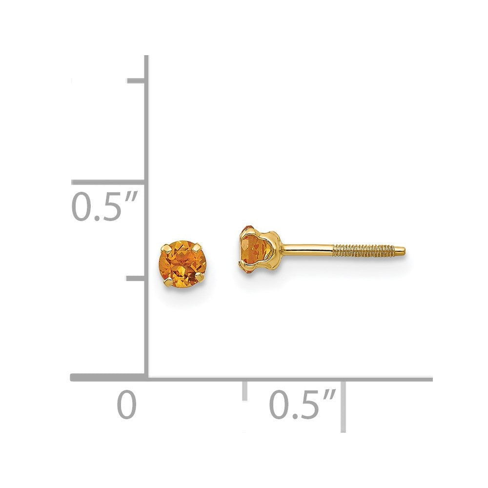 Sprout Pop 14k Madi K 3mm Citrine Birthstone Earrings