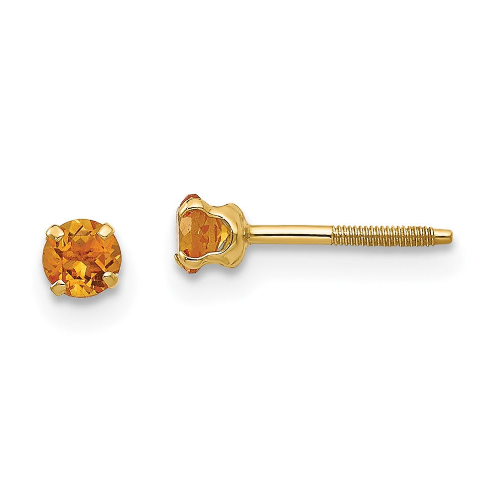 Sprout Pop 14k Madi K 3mm Citrine Birthstone Earrings