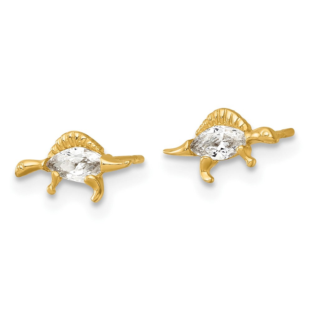 Sunny 14k Madi K Polished and Grooved CZ Stegosaurus Childrens Post Earrings