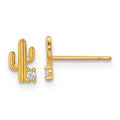 Sunbeam Bloom 14k Madi K Polished CZ Cactus Childrens Post Earrings