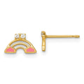 Koala Shine 14k Madi K Polished Pink Enamel and CZ Rainbow Childrens Post Earrings