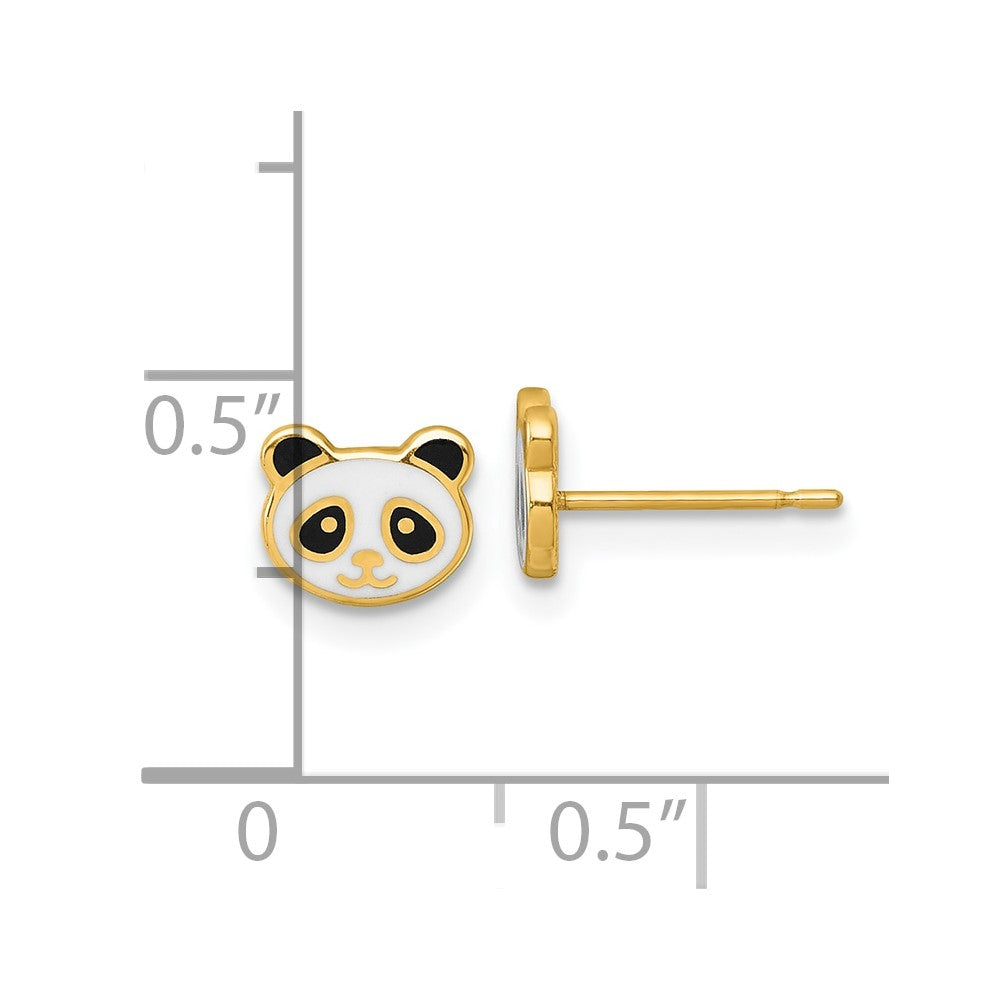 Whimsy Glow 14k Madi K Polished Black and White Enameled Panda Childrens Post Earrings