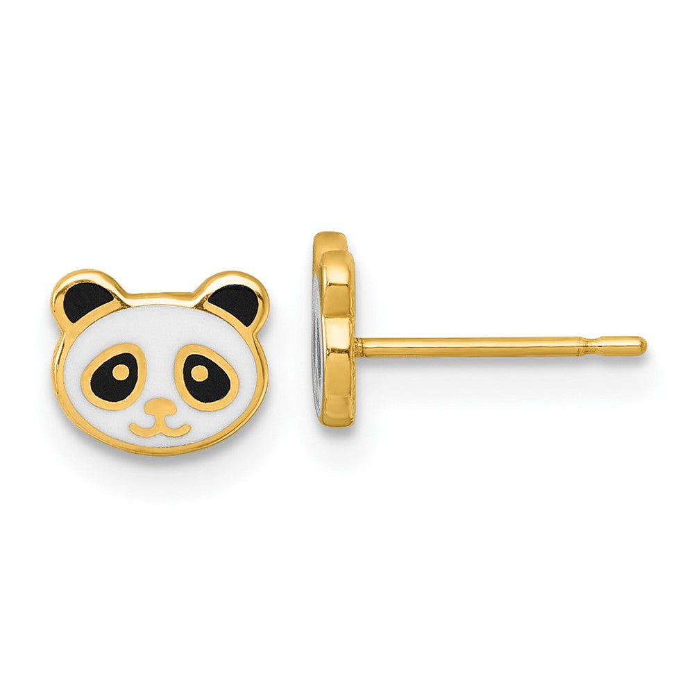 Whimsy Glow 14k Madi K Polished Black and White Enameled Panda Childrens Post Earrings