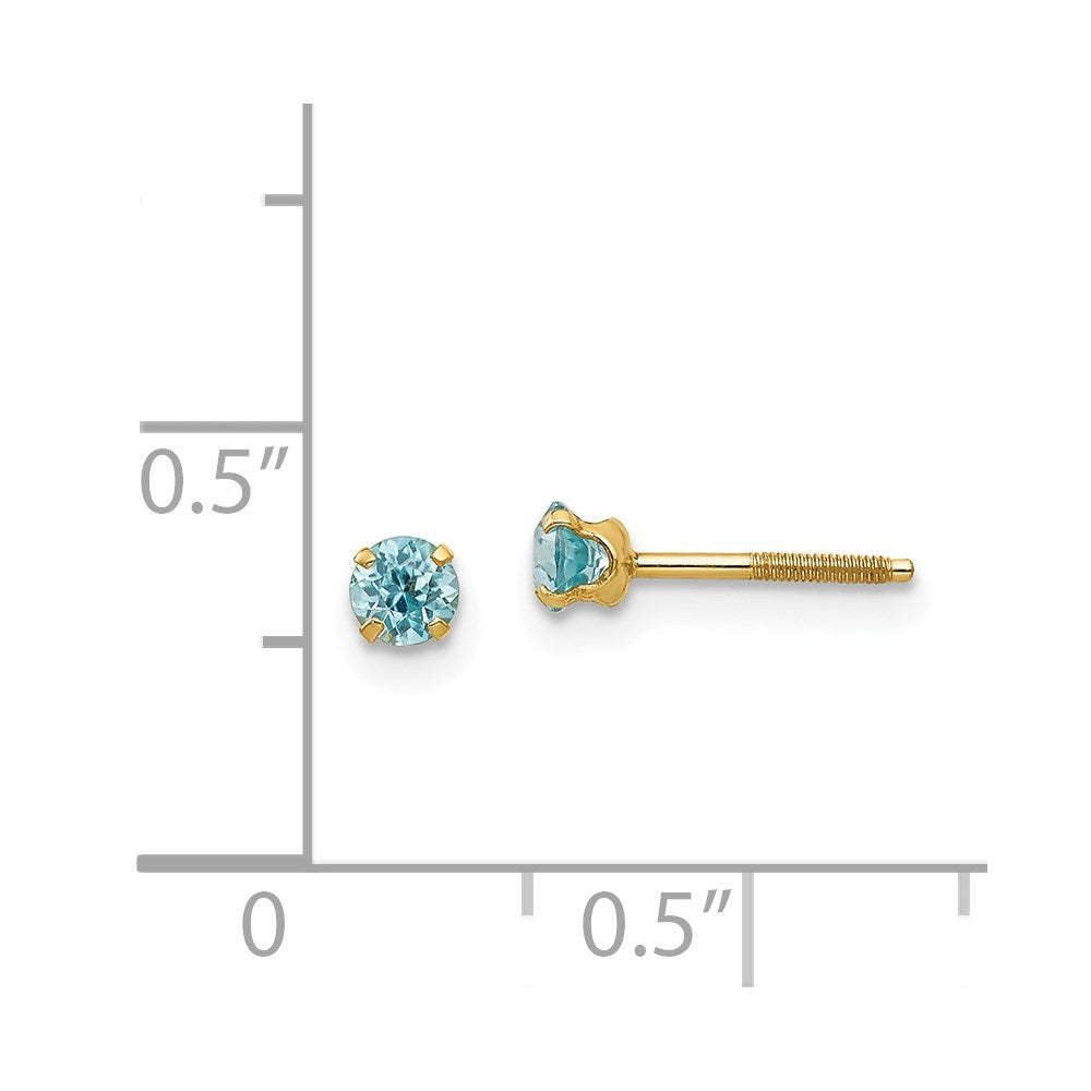 Sprinkle Buddy 14k Madi K 3mm Blue Zircon Earrings