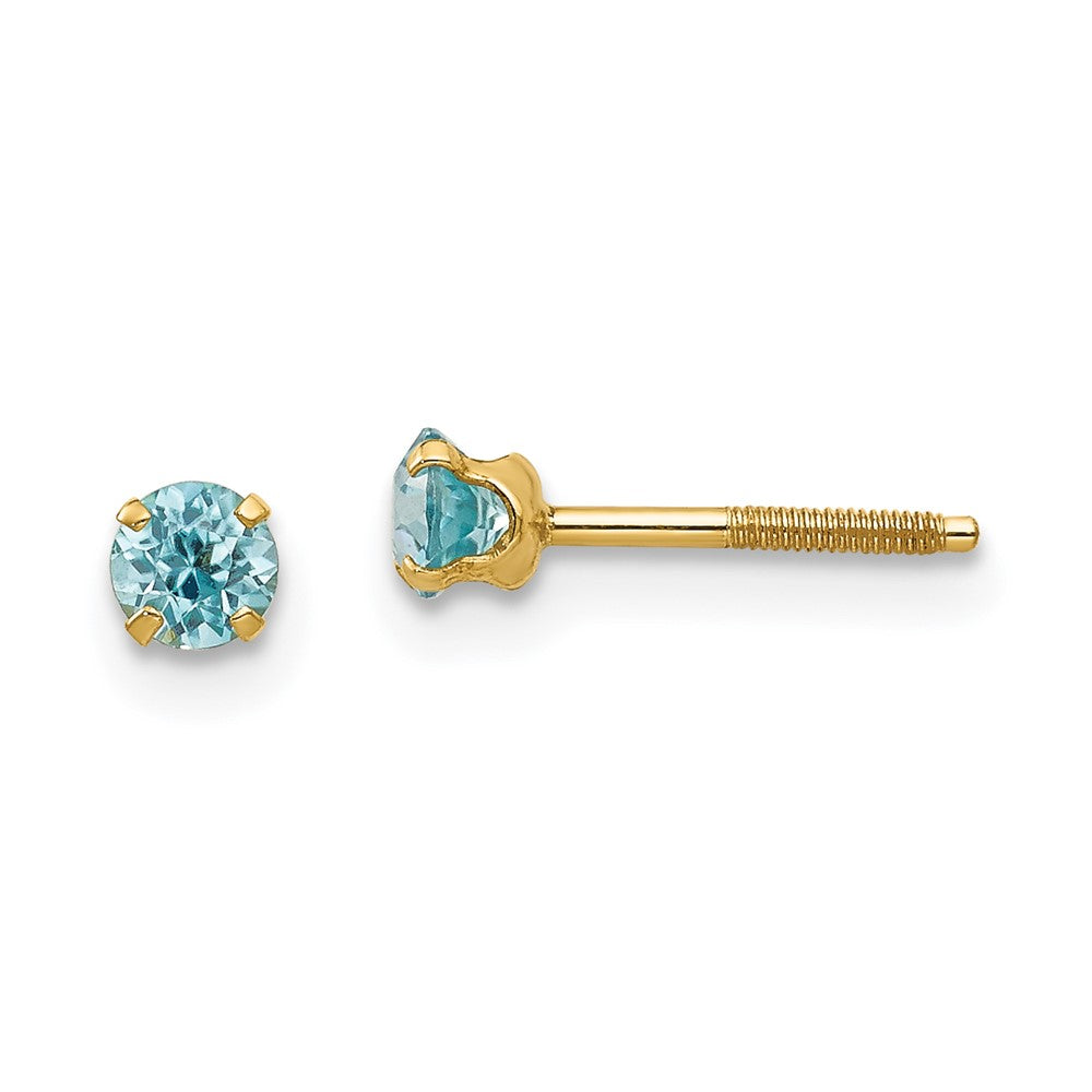 Sprinkle Buddy 14k Madi K 3mm Blue Zircon Earrings
