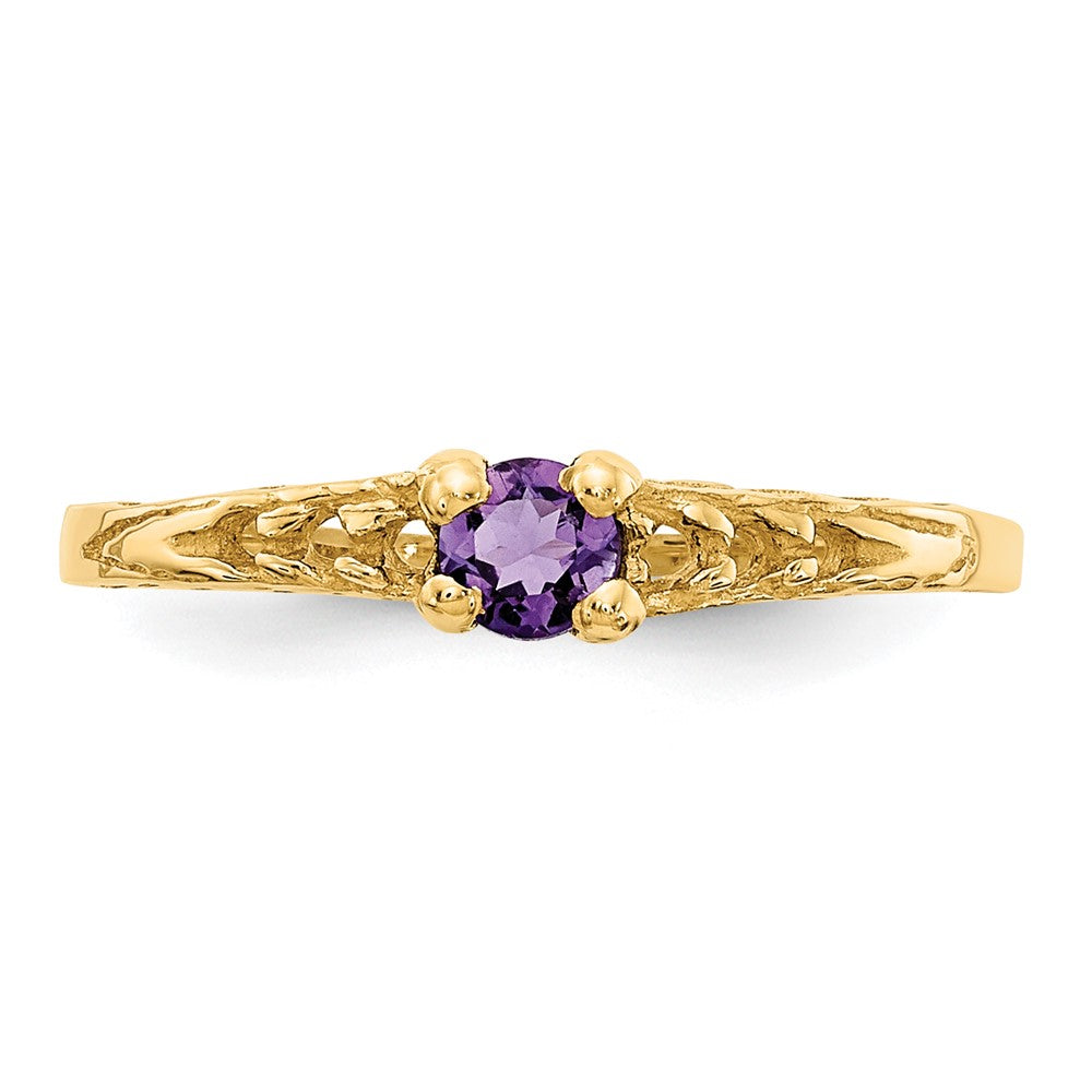 Wobbles Song 14k Madi K 3mm Amethyst Birthstone Baby Ring