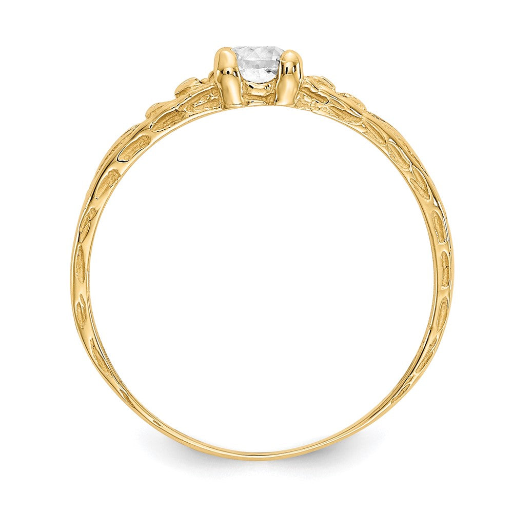 Sunny Bug 14k Madi K 3mm White Topaz Birthstone Baby Ring
