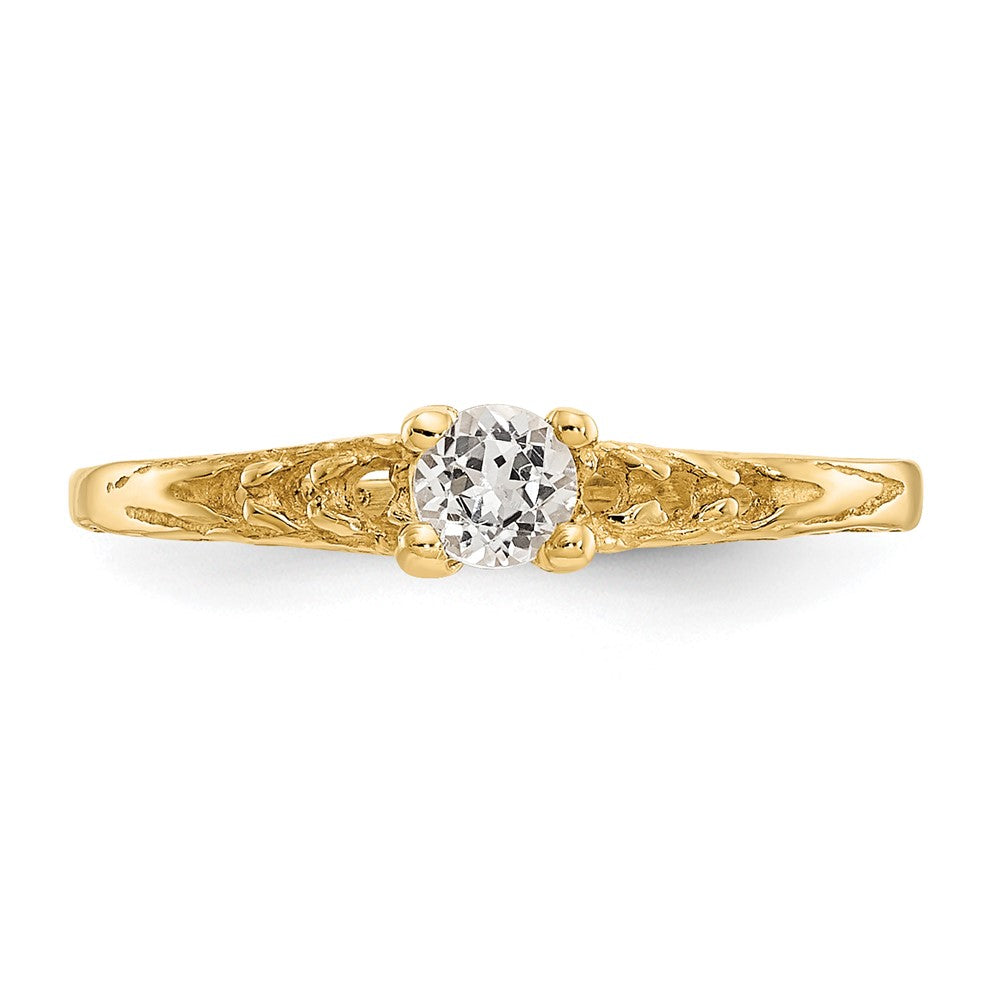 Sunny Bug 14k Madi K 3mm White Topaz Birthstone Baby Ring