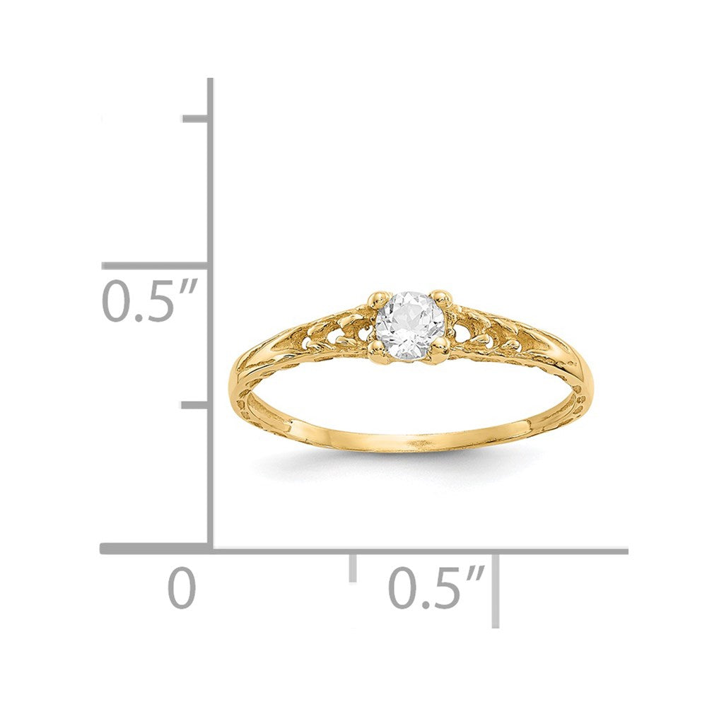 Sunny Bug 14k Madi K 3mm White Topaz Birthstone Baby Ring