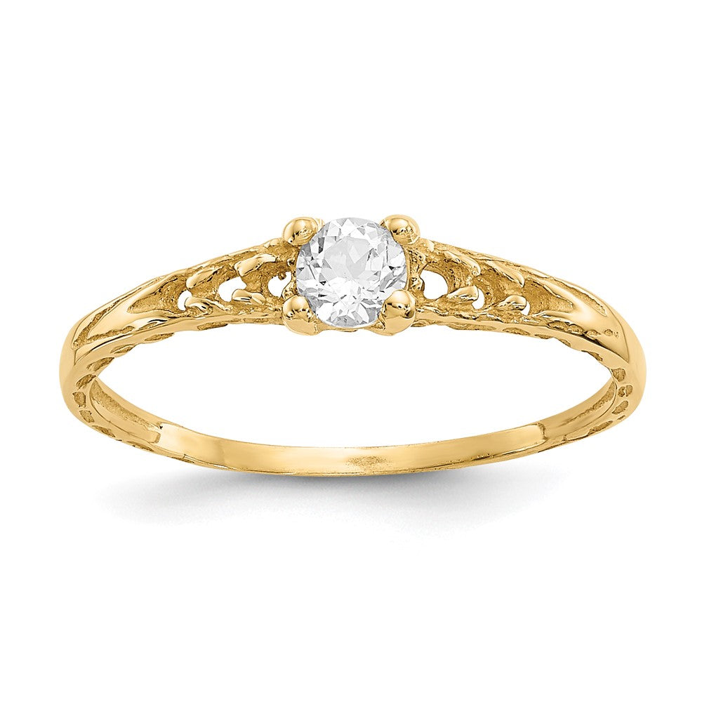 Sunny Bug 14k Madi K 3mm White Topaz Birthstone Baby Ring