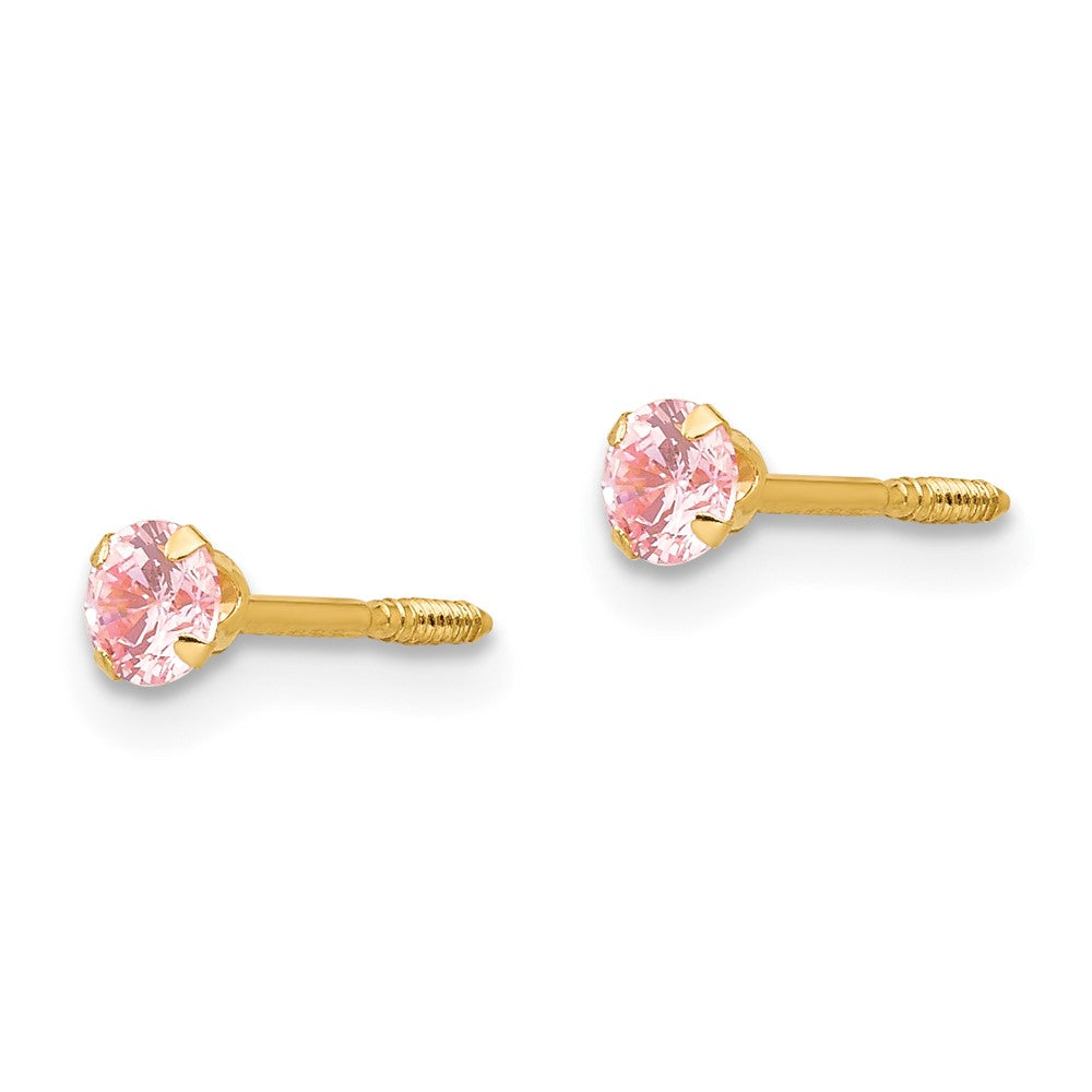 Snuggle Spark 14k Madi K 3mm Pink CZ Earrings