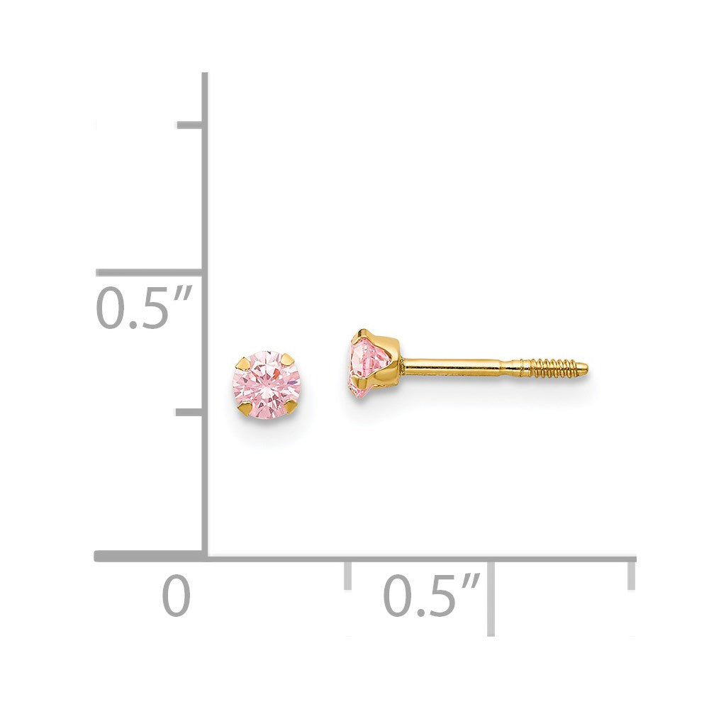 Snuggle Spark 14k Madi K 3mm Pink CZ Earrings