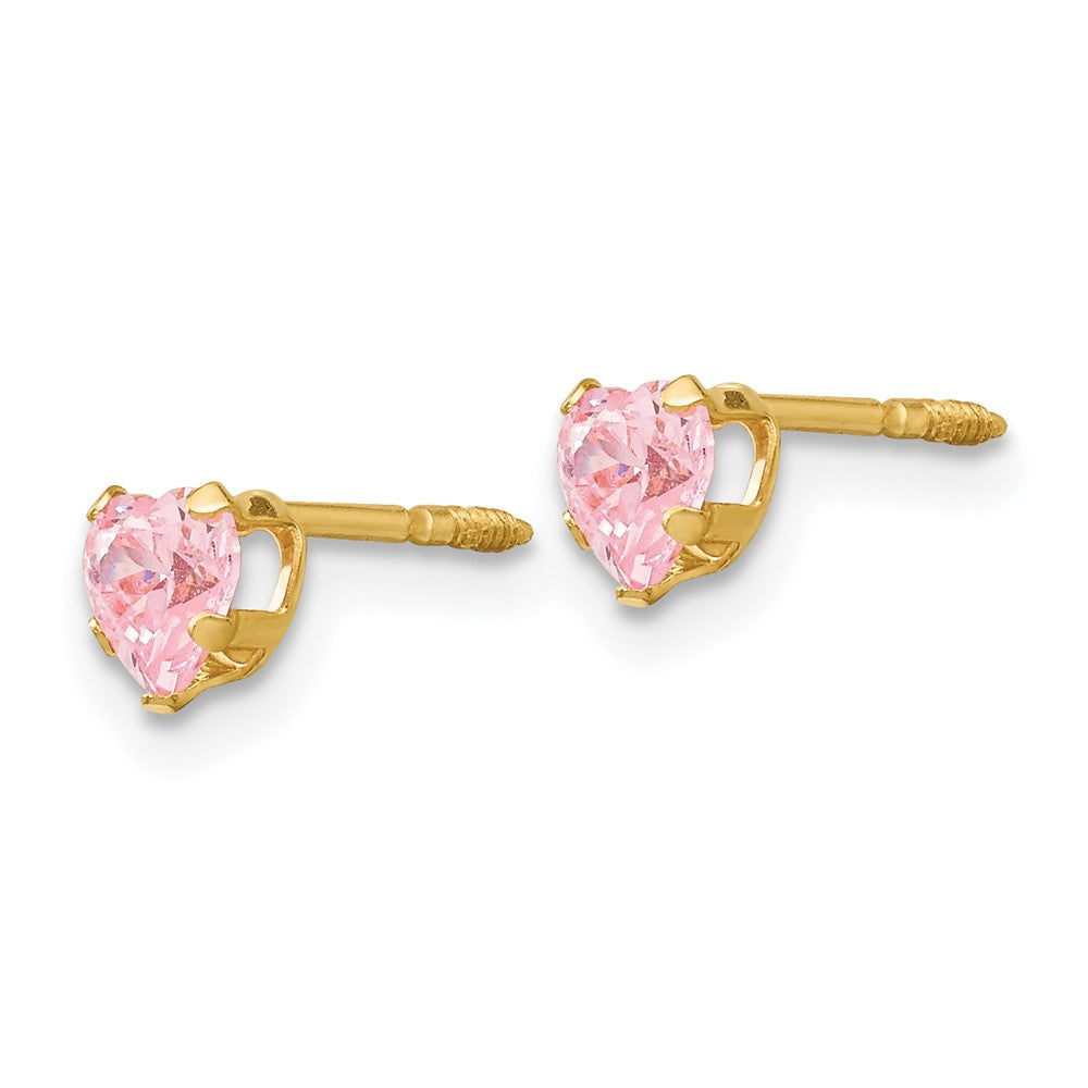 Merry Glow 14k Madi K 4mm Pink CZ Heart Earrings