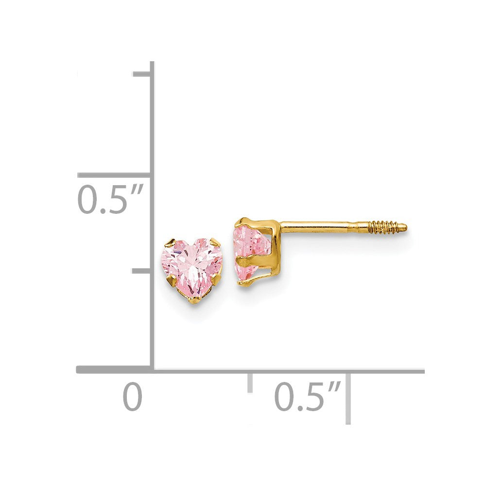 Merry Glow 14k Madi K 4mm Pink CZ Heart Earrings