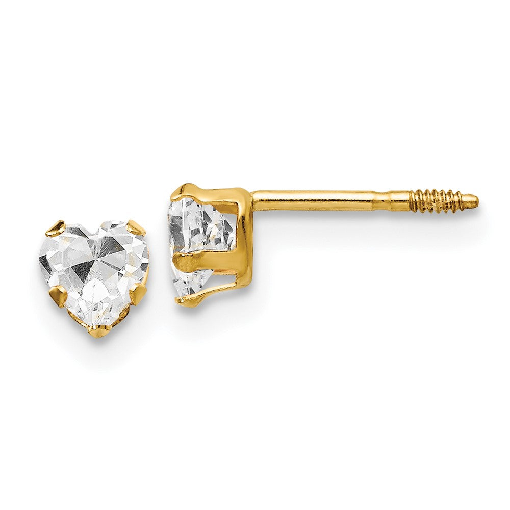 Koala Nest 14K Madi K 4mm White CZ Heart Earrings