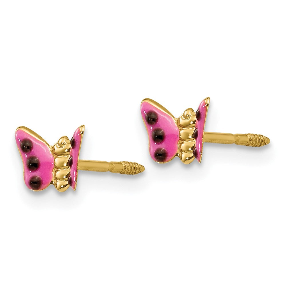 Kitten Boo 14k Madi K Pink Enameled Butterfly Earrings