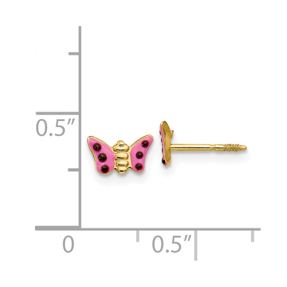 Kitten Boo 14k Madi K Pink Enameled Butterfly Earrings