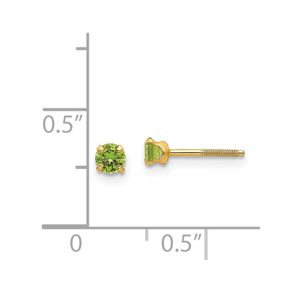 Lollipop Cloud 14k Madi K 3mm Imitation Peridot Earrings (Aug)