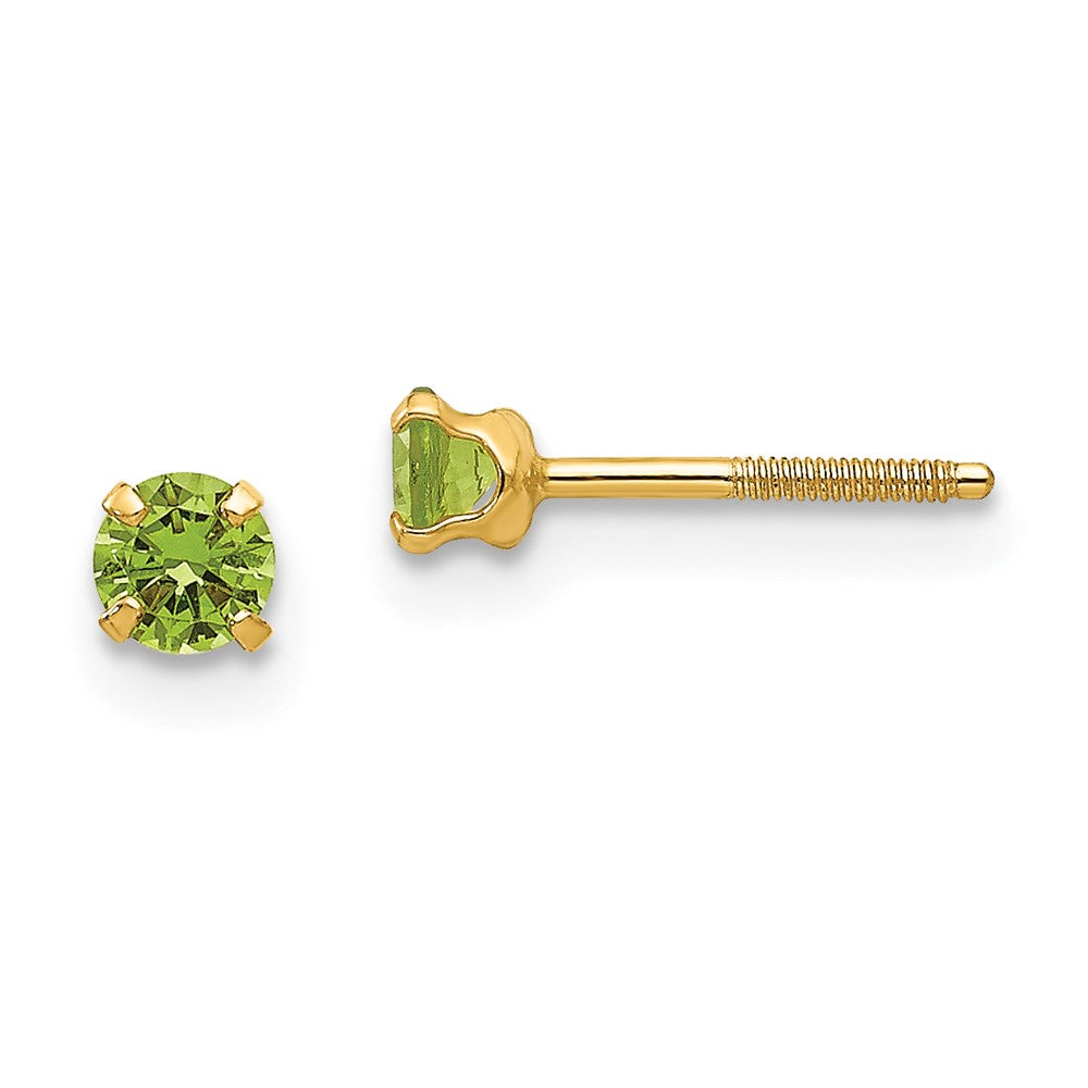 Lollipop Cloud 14k Madi K 3mm Imitation Peridot Earrings (Aug)