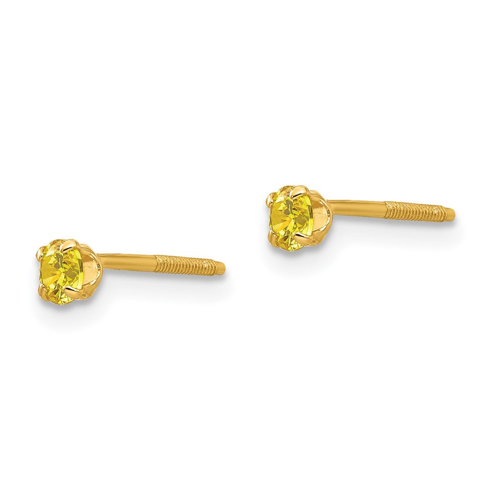 Cricket Drift 14k Madi K 3mm Imitation Citrine Birthstone Earrings (Nov)