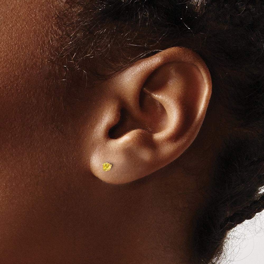 Cricket Drift 14k Madi K 3mm Imitation Citrine Birthstone Earrings (Nov)