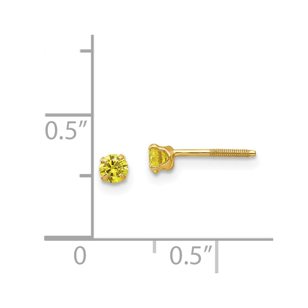 Cricket Drift 14k Madi K 3mm Imitation Citrine Birthstone Earrings (Nov)