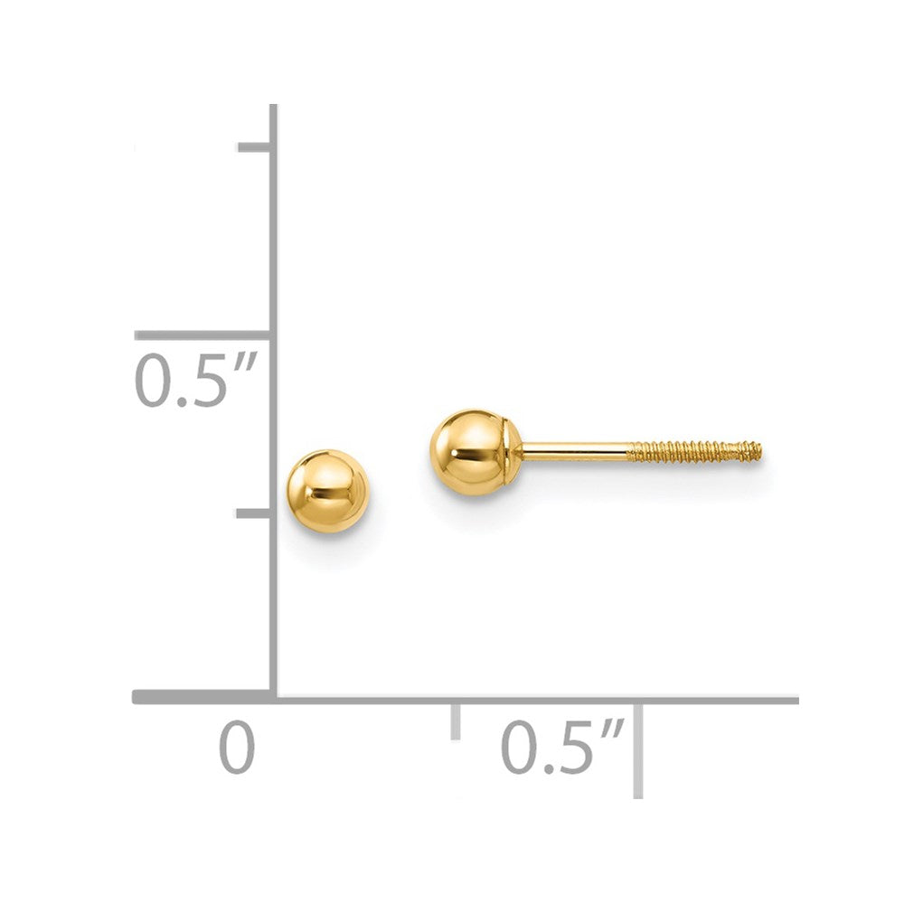 Puddle Bean 14k Madi K 3mm Ball Push On and Screw Off Screwback Earrings