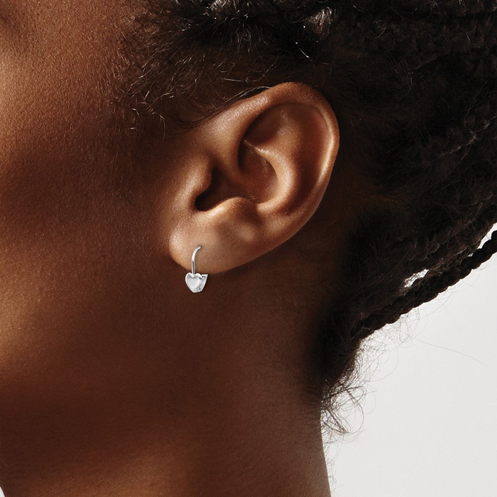 Zippy Drift 14k White Gold Madi K Heart Leverback Earrings
