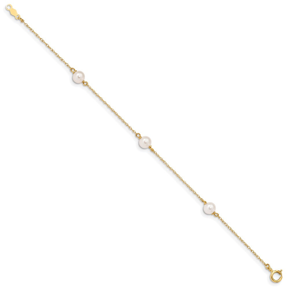 Doodle Pop 14k Madi K 5-6mm White Near-Round Freshwater Cultured Pearl 3-Station 6 inch Bracelet