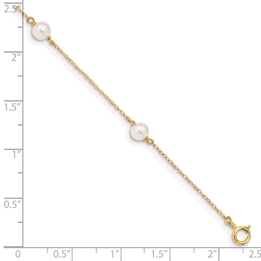 Doodle Pop 14k Madi K 5-6mm White Near-Round Freshwater Cultured Pearl 3-Station 6 inch Bracelet