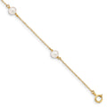 Doodle Pop 14k Madi K 5-6mm White Near-Round Freshwater Cultured Pearl 3-Station 6 inch Bracelet