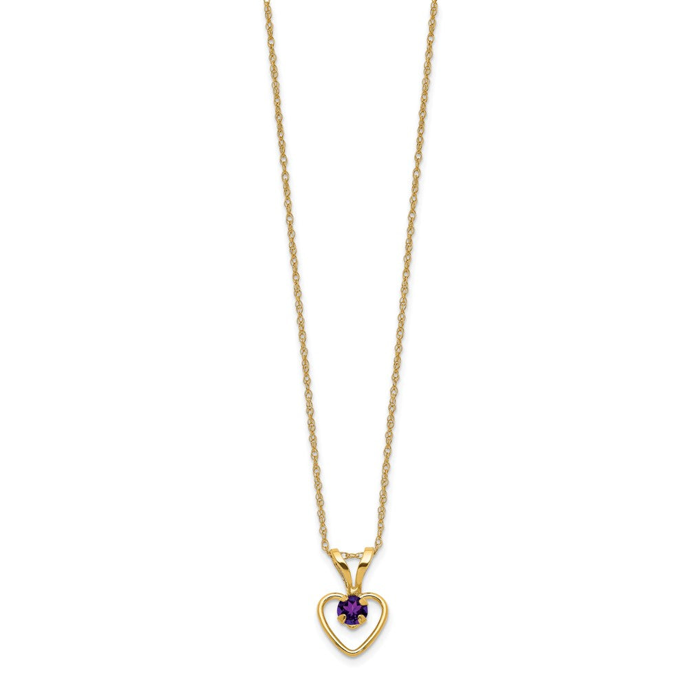 Little Panda Bright Panda 14k Madi K 3mm Amethyst Heart Birthstone Necklace