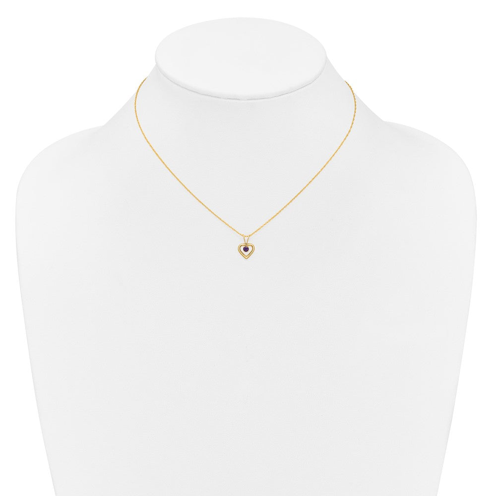 Little Panda Bright Panda 14k Madi K 3mm Amethyst Heart Birthstone Necklace