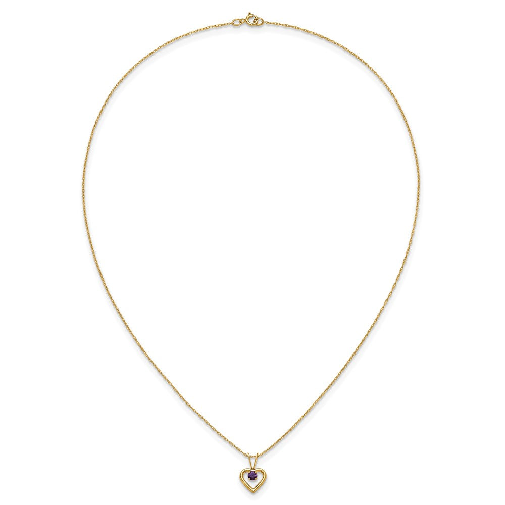 Little Panda Bright Panda 14k Madi K 3mm Amethyst Heart Birthstone Necklace