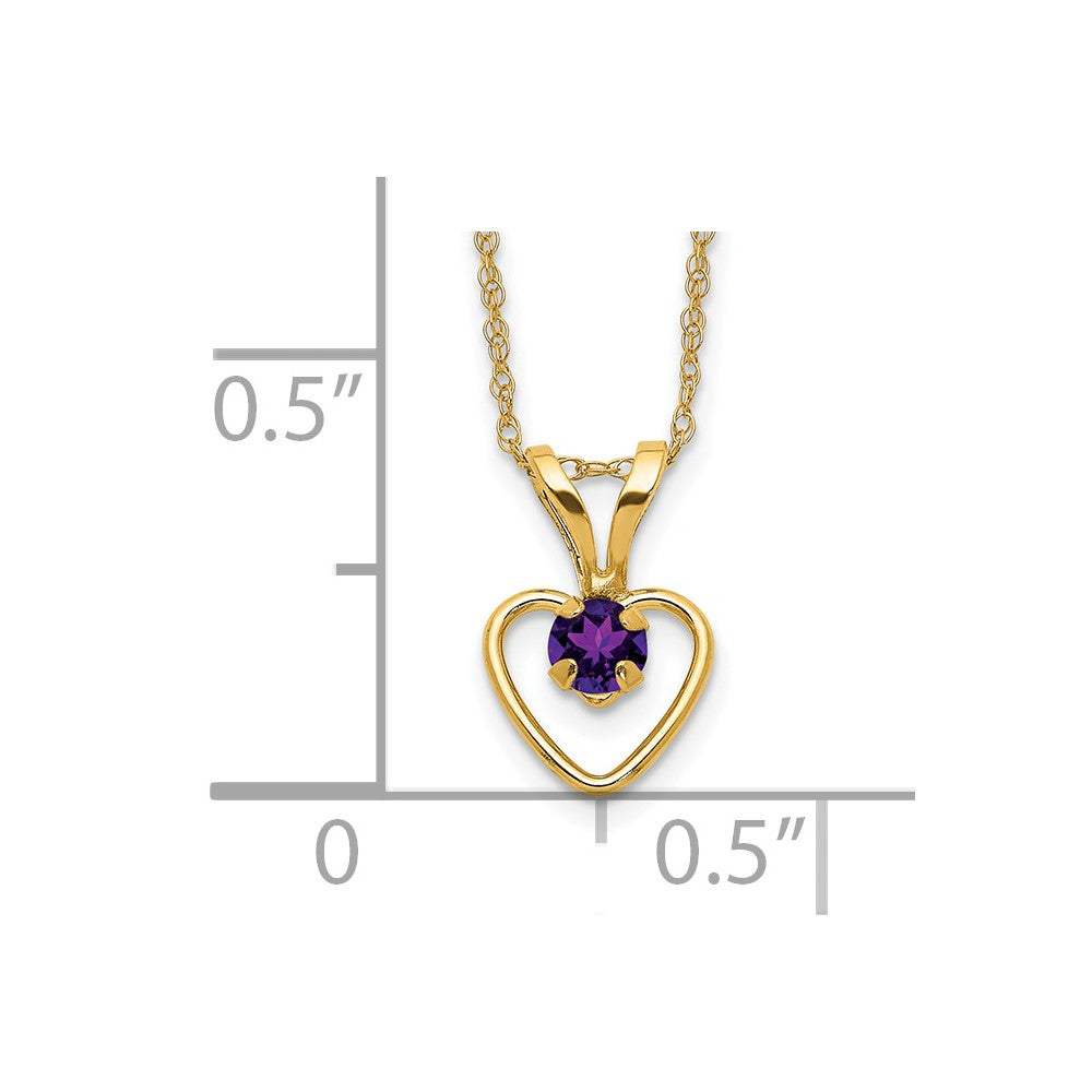 Little Panda Bright Panda 14k Madi K 3mm Amethyst Heart Birthstone Necklace
