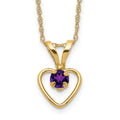 Little Panda Bright Panda 14k Madi K 3mm Amethyst Heart Birthstone Necklace