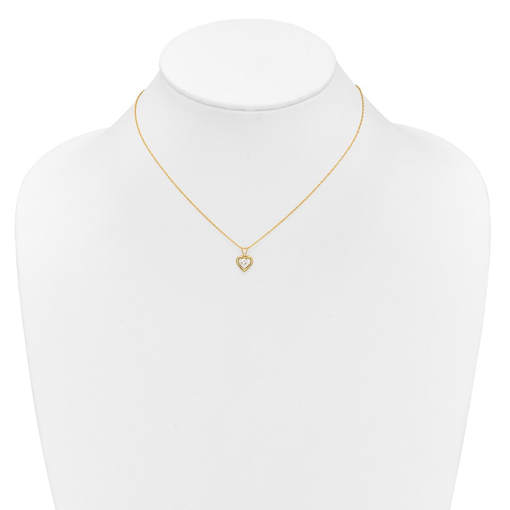 Pixie Wink 14k Madi K 3mm White Zircon Heart Birthstone Necklace