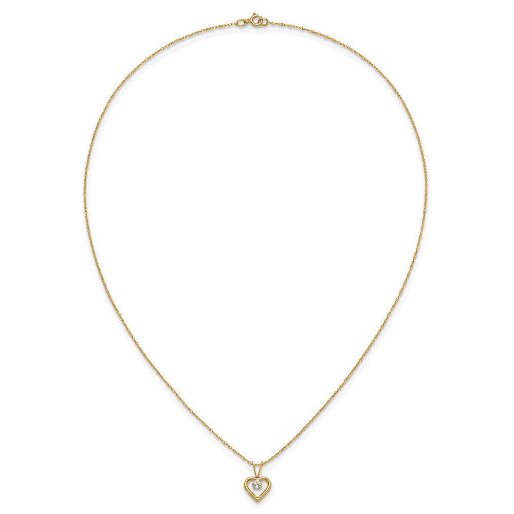 Pixie Wink 14k Madi K 3mm White Zircon Heart Birthstone Necklace