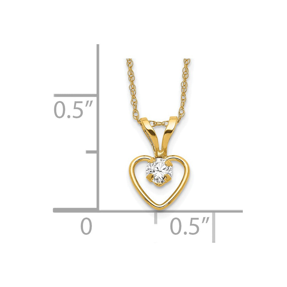 Pixie Wink 14k Madi K 3mm White Zircon Heart Birthstone Necklace