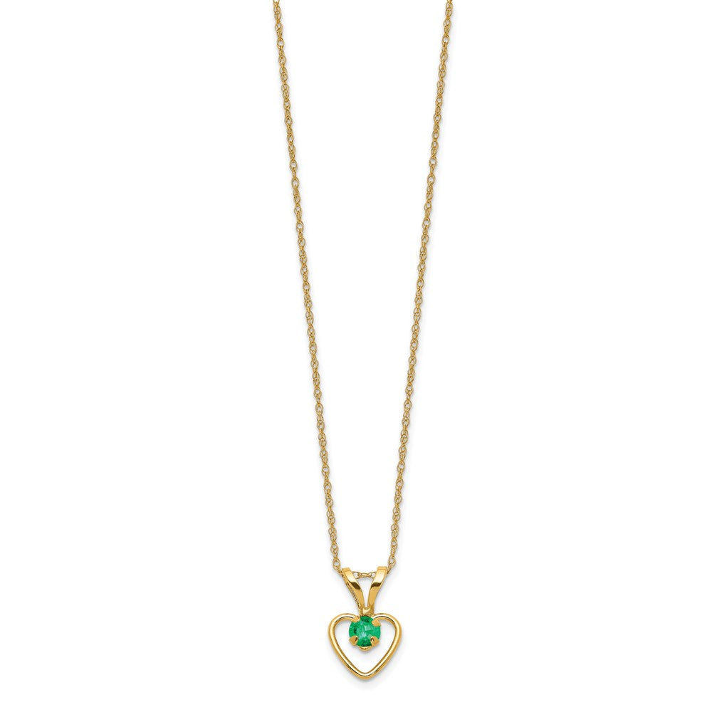 Kitten Pie 14k Madi K 3mm Emerald Heart Birthstone Necklace