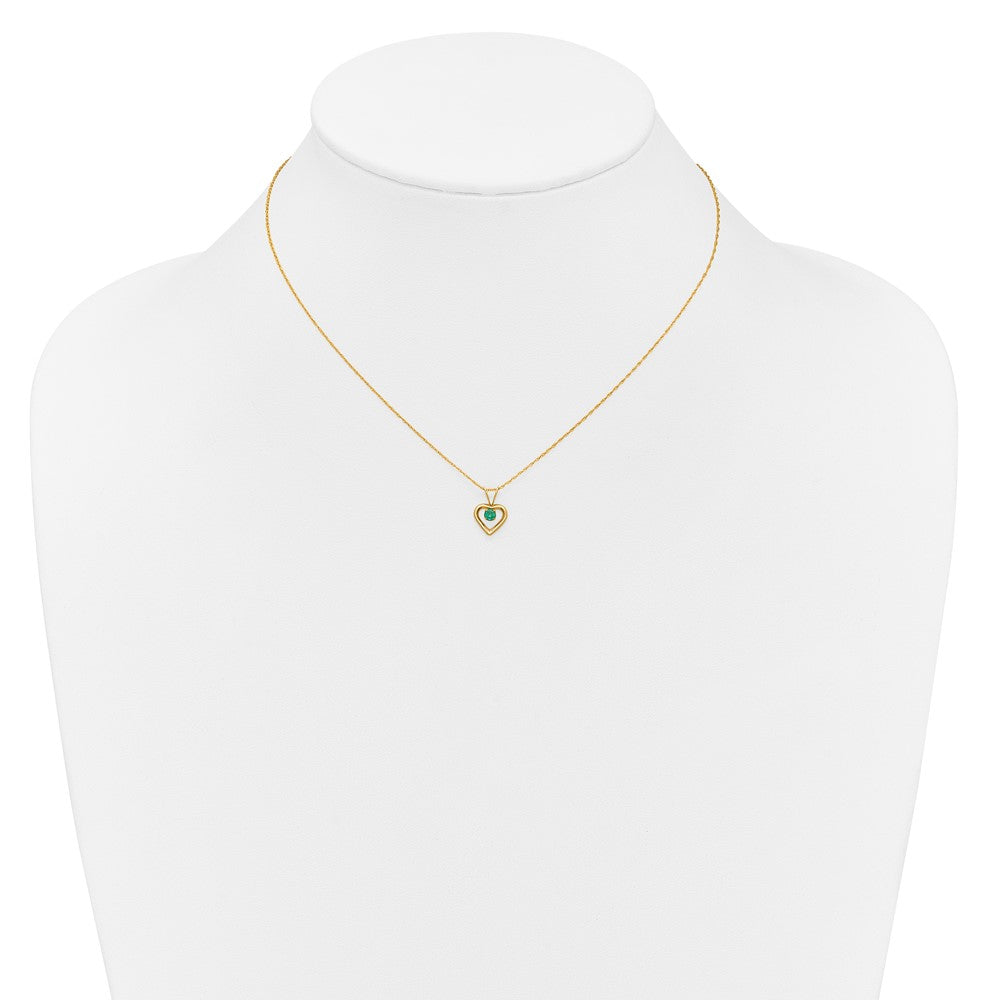 Kitten Pie 14k Madi K 3mm Emerald Heart Birthstone Necklace