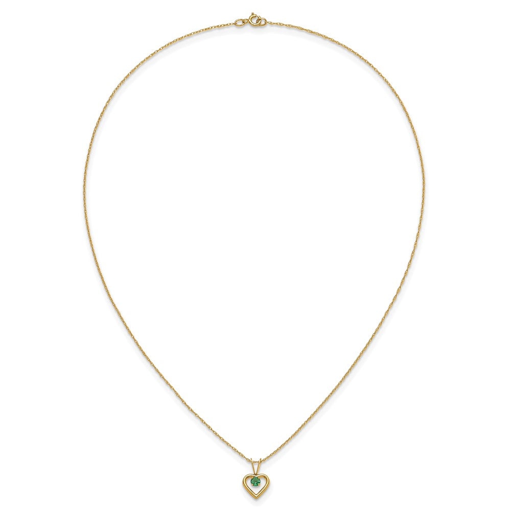 Kitten Pie 14k Madi K 3mm Emerald Heart Birthstone Necklace