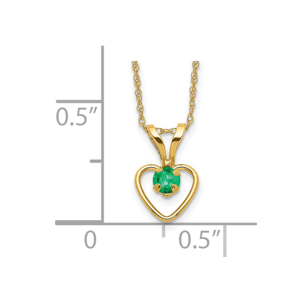 Kitten Pie 14k Madi K 3mm Emerald Heart Birthstone Necklace