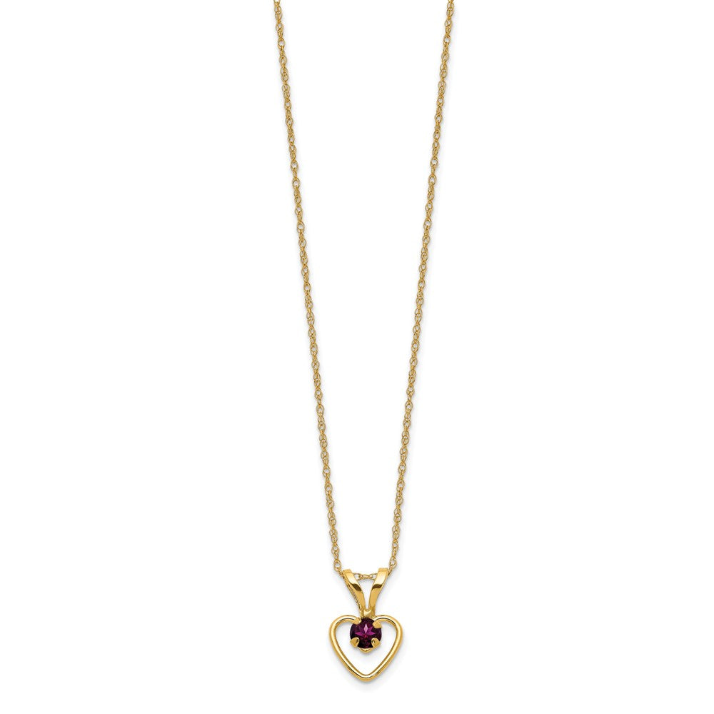 Clover Bear 14k Madi K 3mm Rhodolite Garnet Heart Birthstone Necklace