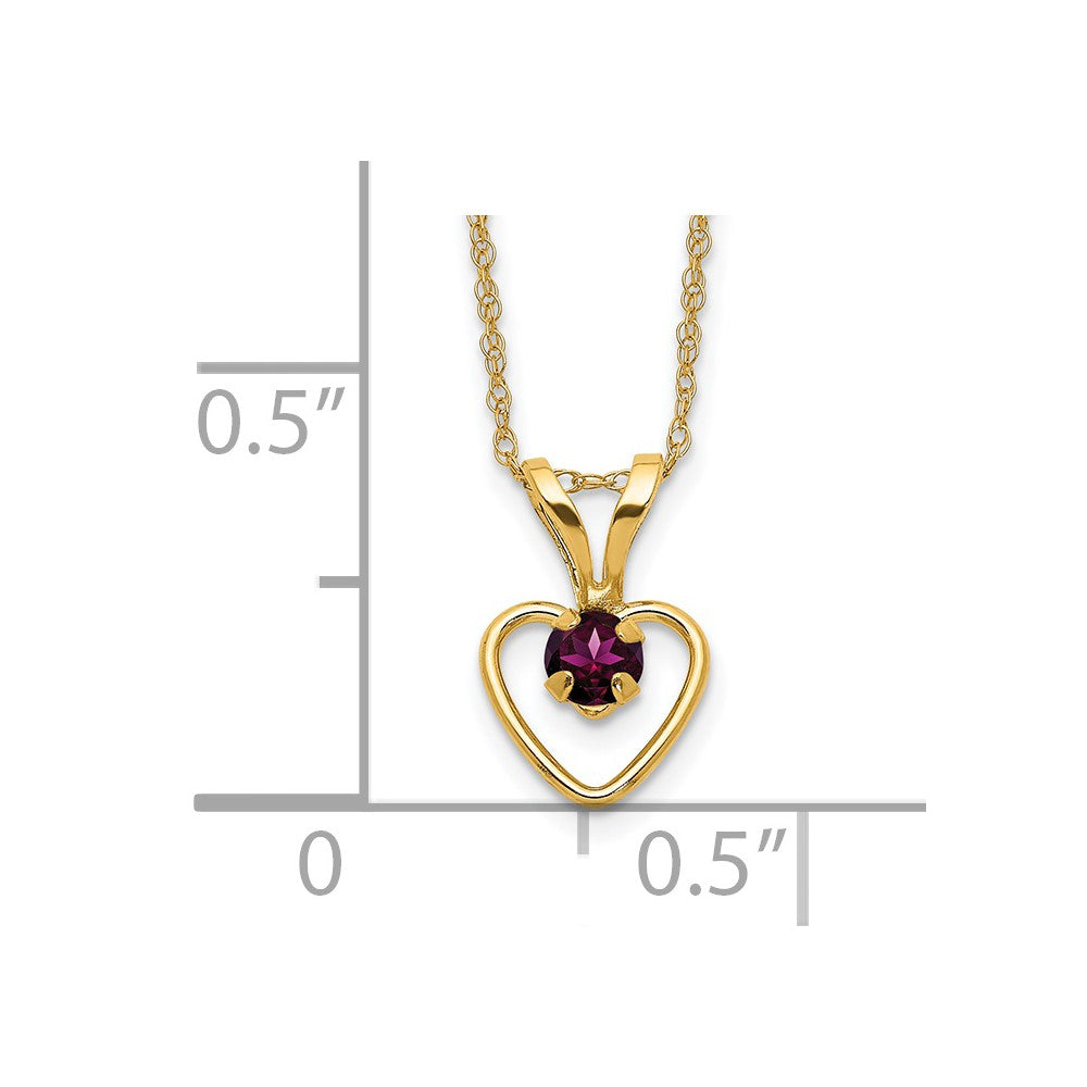 Clover Bear 14k Madi K 3mm Rhodolite Garnet Heart Birthstone Necklace