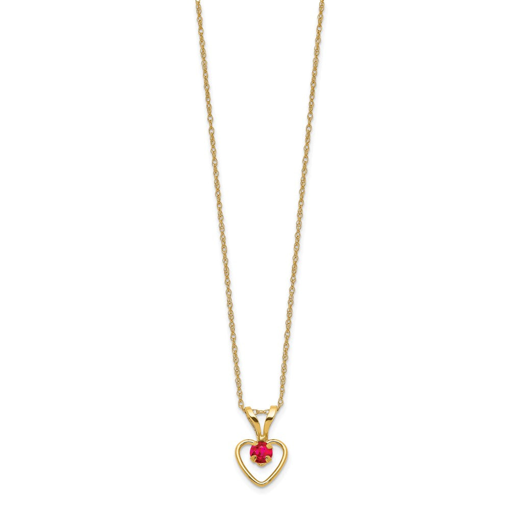 Duckling Song 14k Madi K 3mm Ruby Heart Birthstone Necklace