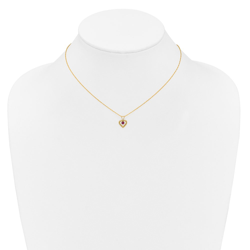 Duckling Song 14k Madi K 3mm Ruby Heart Birthstone Necklace