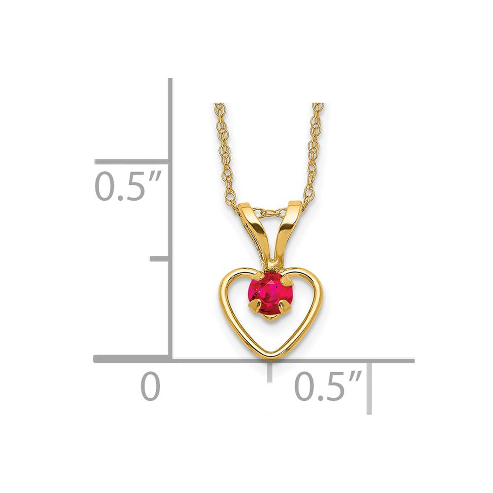 Duckling Song 14k Madi K 3mm Ruby Heart Birthstone Necklace
