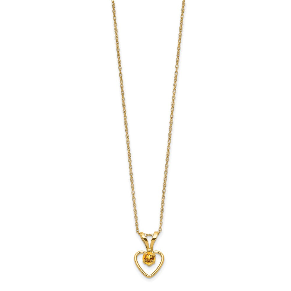 Whimsy Nest 14k Madi K 3mm Citrine Heart Birthstone Necklace
