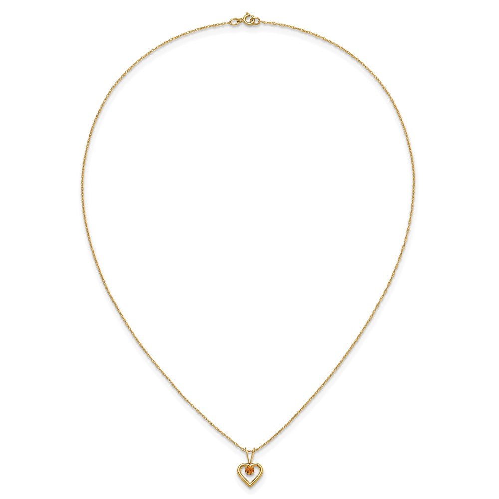 Whimsy Nest 14k Madi K 3mm Citrine Heart Birthstone Necklace